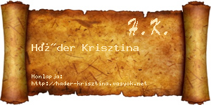 Háder Krisztina névjegykártya